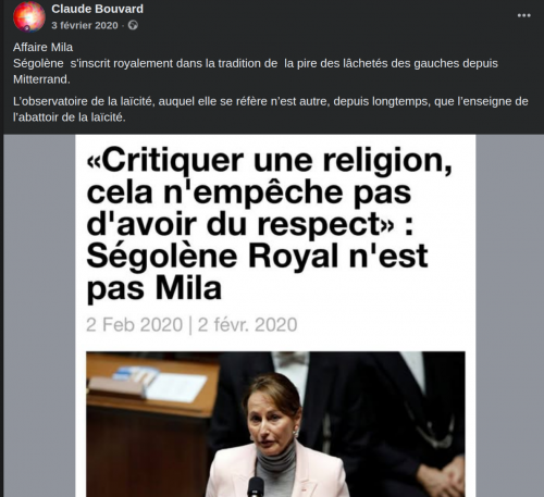 MILA, SÉGOLÈNE-ROYAL, ISLAMO-GAUCHISME